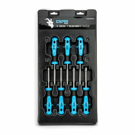 CAPRI TOOLS Kontour Nut Driver Set, 3-Inch Hollow Shaft, Metric, 7-Piece CP25000-NDM7H3PS